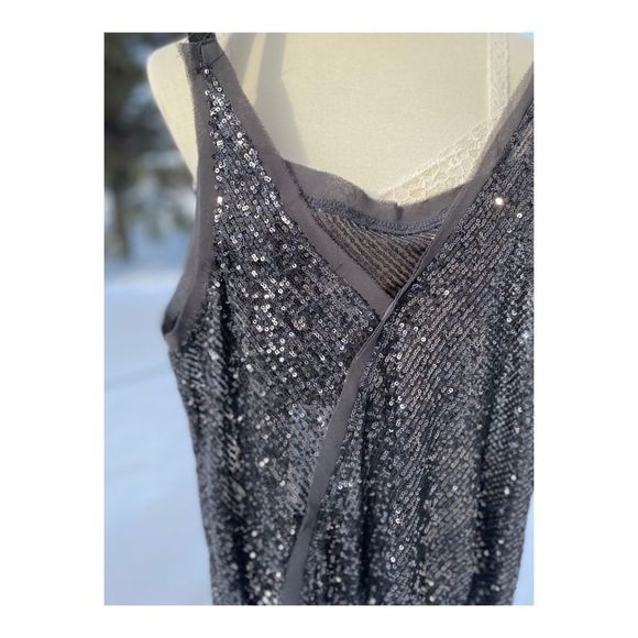 Free People Metallic Shimmer & Shine Bodysuit Night Sz XS NWT Black Silver - Picture 8 of 13